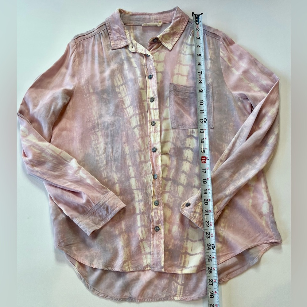 Millibon Tie Dye Button Down Light Pink Cream Women’s Large - Picture 5 of 11